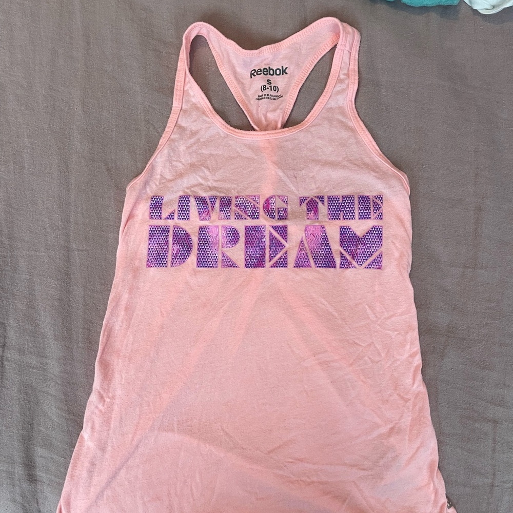 Reebok Kids Pink Tank Top with Purple Graphic
